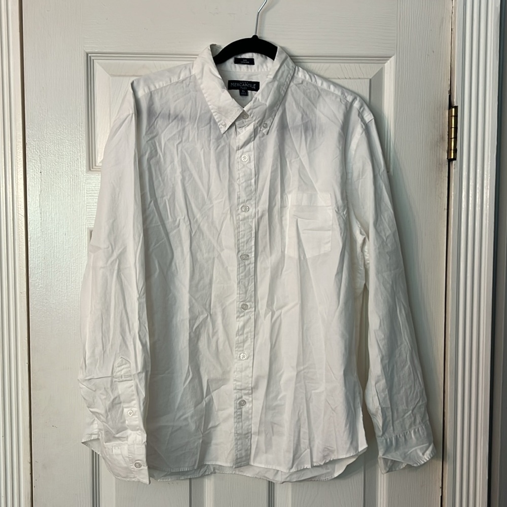 J. Crew Mercantile Flex White slim untucked Shirt XL. NWT